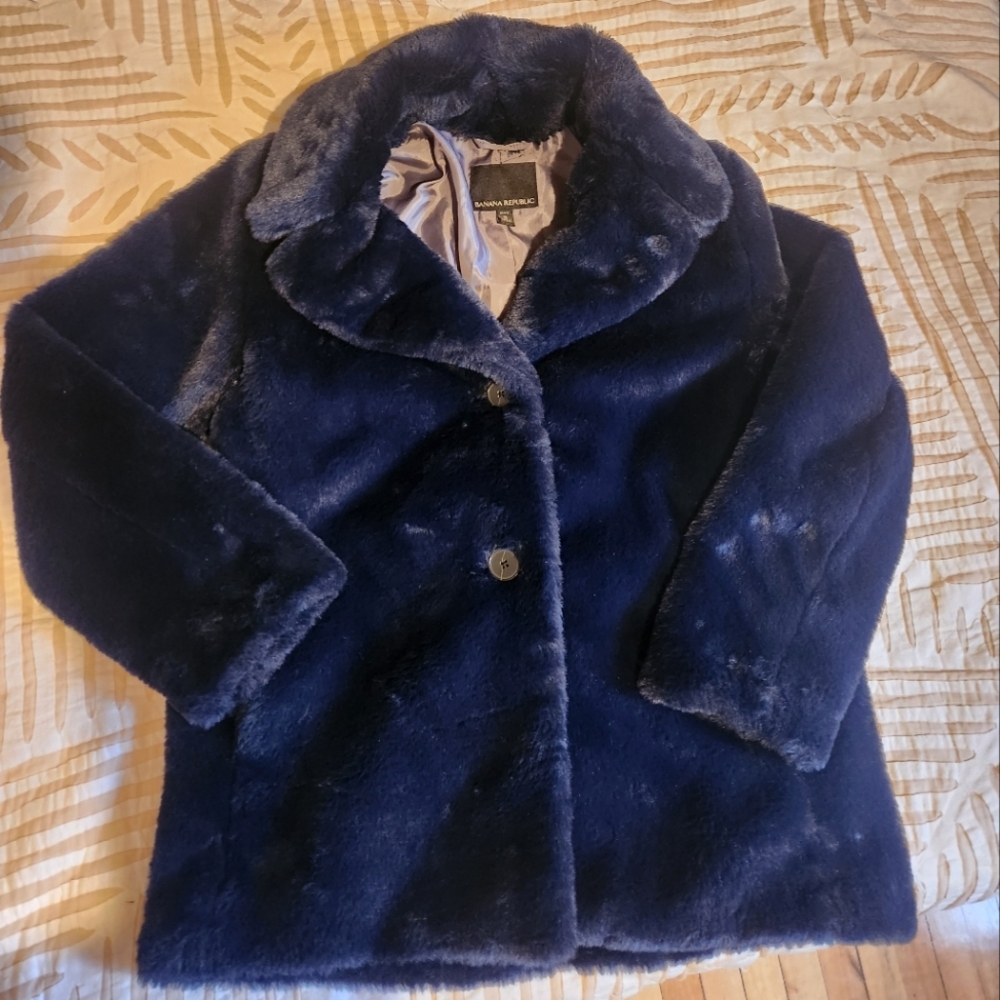 Banana Republic faux fur hip length coat